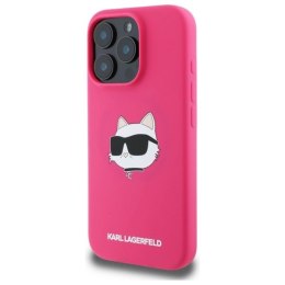 Etui Karl Lagerfeld Silicone Choupette Head MagSafe na iPhone 16 Pro - różowe