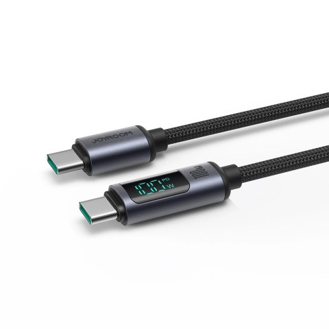 Kabel Joyroom Prism Series A16 USB-C / USB-C 100W 1.2m z wyświetlaczem LED - czarny Kabel Joyroom Prism Series A16 USB-C / USB-C 100W 1.2m z wyświetlaczem LED - czarny