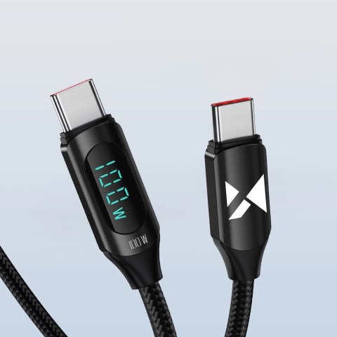 Kabel Wozinsky WUCCC1 USB-C - USB-C PD 100W 480Mb/s 1m z wyświetlaczem - czarny Kabel Wozinsky WUCCC1 USB-C - USB-C PD 100W 480Mb/s 1m z wyświetlaczem - czarny