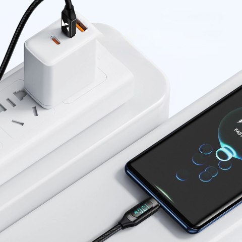 Kabel Wozinsky WUCCC1 USB-C - USB-C PD 100W 480Mb/s 1m z wyświetlaczem - czarny Kabel Wozinsky WUCCC1 USB-C - USB-C PD 100W 480Mb/s 1m z wyświetlaczem - czarny