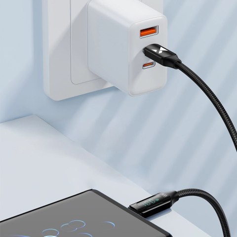 Kabel Wozinsky WUCCC1 USB-C - USB-C PD 100W 480Mb/s 1m z wyświetlaczem - czarny Kabel Wozinsky WUCCC1 USB-C - USB-C PD 100W 480Mb/s 1m z wyświetlaczem - czarny