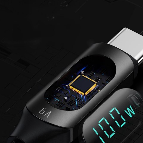 Kabel Wozinsky WUCCC1 USB-C - USB-C PD 100W 480Mb/s 1m z wyświetlaczem - czarny Kabel Wozinsky WUCCC1 USB-C - USB-C PD 100W 480Mb/s 1m z wyświetlaczem - czarny