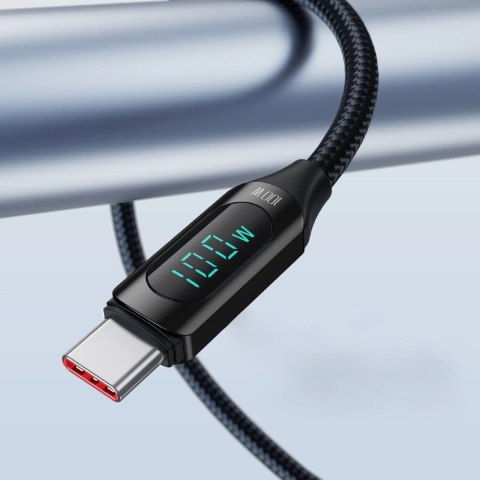 Kabel Wozinsky WUCCC1 USB-C - USB-C PD 100W 480Mb/s 1m z wyświetlaczem - czarny Kabel Wozinsky WUCCC1 USB-C - USB-C PD 100W 480Mb/s 1m z wyświetlaczem - czarny