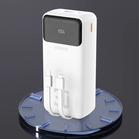 Powerbank Dudao K15MAX 30000mAh PD 22.5W z wbudowanymi kablami - biały Powerbank Dudao K15MAX 30000mAh PD 22.5W z wbudowanymi kablami - biały
