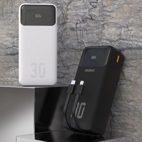 Powerbank Dudao K15MAX 30000mAh PD 22.5W z wbudowanymi kablami - biały Powerbank Dudao K15MAX 30000mAh PD 22.5W z wbudowanymi kablami - biały