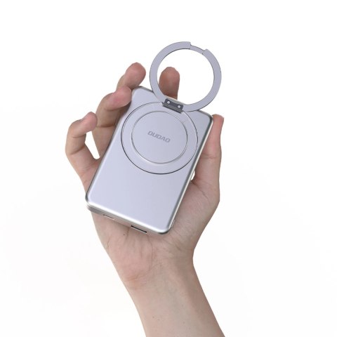 Powerbank Dudao K28 10000mAh PD 22.5W z MagSafe z metalową obudową i pierścieniem-podstawką - srebrny Powerbank Dudao K28 10000mAh PD 22.5W z MagSafe z metalową obudową i pierścieniem-podstawką - srebrny