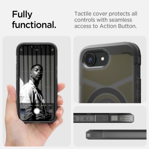 Etui Spigen Tough Armor MagSafe na iPhone 16e - przezroczysto-szare Etui Spigen Tough Armor MagSafe na iPhone 16e - przezroczysto-szare