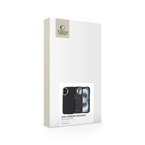 Etui Tech-Protect Ion Carbon MagSafe na iPhone 16 - czarno-szare Etui Tech-Protect Ion Carbon MagSafe na iPhone 16 - czarno-szare