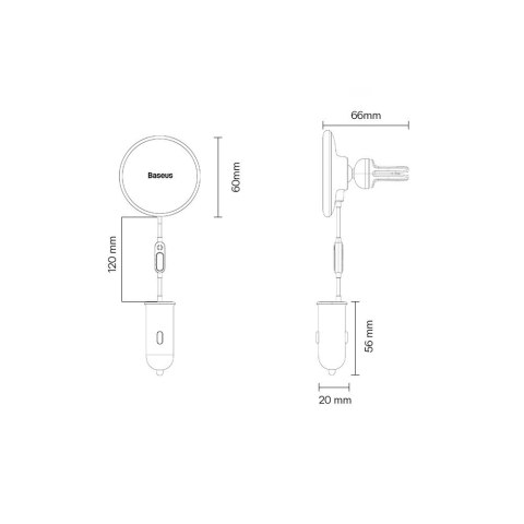 Ładowarka indukcyjna do samochodu MagSafe 15W USB 25W Baseus CW01 - czarna Ładowarka indukcyjna do samochodu MagSafe 15W USB 25W Baseus CW01 - czarna