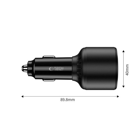 Ładowarka samochodowa CC04 3-porty PD130W - czarna Ładowarka samochodowa CC04 3-porty PD130W - czarna