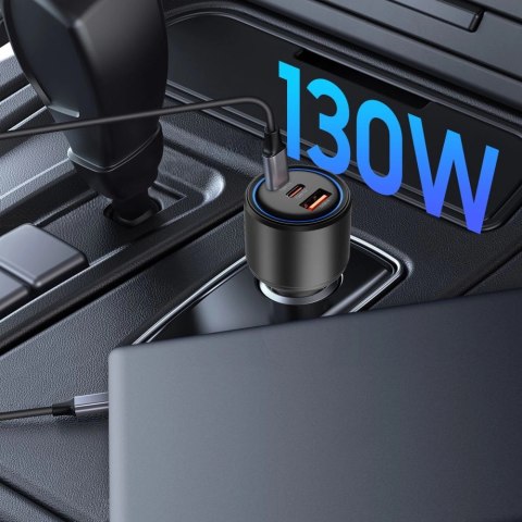 Ładowarka samochodowa CC04 3-porty PD130W - czarna Ładowarka samochodowa CC04 3-porty PD130W - czarna