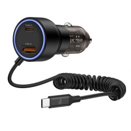 Ładowarka samochodowa CC05 2-porty PD60 W + kabel USB-C - czarna