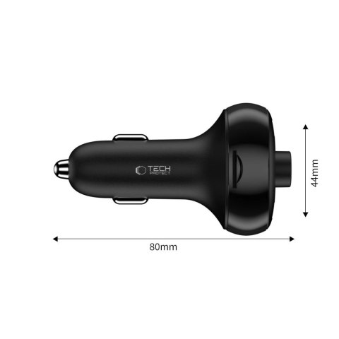 Ładowarka samochodowa Tech-Protect CC06 3-porty PD72W z transmiterem - czarna Ładowarka samochodowa Tech-Protect CC06 3-porty PD72W z transmiterem - czarna
