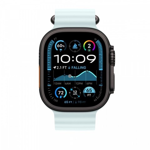 Pasek Ocean w kolorze mroźnego błękitu do koperty 49 mm - elementy z tytanu w kolorze czarnym Pasek Ocean w kolorze mroźnego błękitu do koperty 49 mm - elementy z tytanu w kolorze czarnym