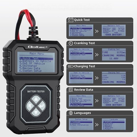 Cyfrowy Tester akumulatora z LCD | 12V | AGM | GEL | STD | 30- 220Ah Cyfrowy Tester akumulatora z LCD | 12V | AGM | GEL | STD | 30- 220Ah