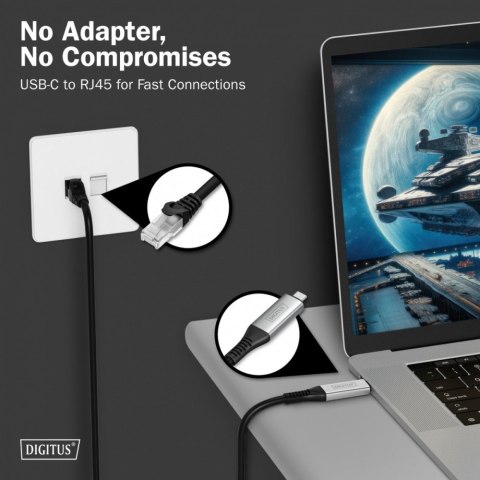 Kabel adapter USB-C - RJ45 Kat. 6A S/FTP, 1 Gbit/s, USB 3.2 Gen1, LSZH, 5m Kabel adapter USB-C - RJ45 Kat. 6A S/FTP, 1 Gbit/s, USB 3.2 Gen1, LSZH, 5m