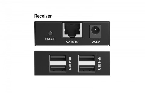 Przedłużacz (extender) po skrętce kat.6 USB 2.0 do 150m, 4x USB-A do 480 Mbps, 1x RJ45 (Gigabit Ethernet) - zestaw (odbiornik/na Przedłużacz (extender) po skrętce kat.6 USB 2.0 do 150m, 4x USB-A do 480 Mbps, 1x RJ45 (Gigabit Ethernet) - zestaw (odbiornik/na
