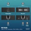 Przedłużacz (extender) po skrętce kat.6 USB 2.0 do 150m, 4x USB-A do 480 Mbps, 1x RJ45 (Gigabit Ethernet) - zestaw (odbiornik/na