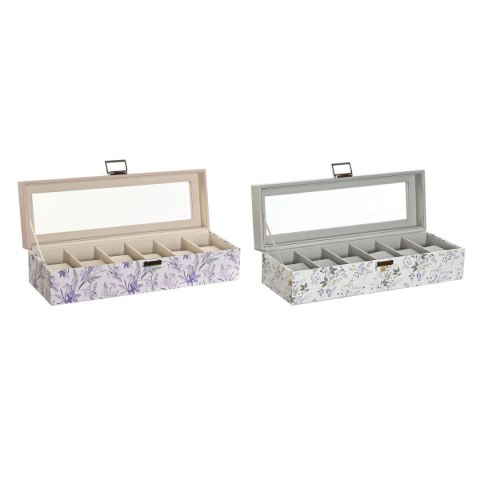 Box for watches DKD Home Decor White Grey Lilac Light Pink Crystal 33 x 11 x 9 cm (2 Units) Box for watches DKD Home Decor White Grey Lilac Light Pink Crystal 33 x 11 x 9 cm (2 Units)