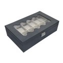 Box for watches Versa Black Polyurethane Paper Mirror MDF Wood 20 x 8,5 x 32,5 cm