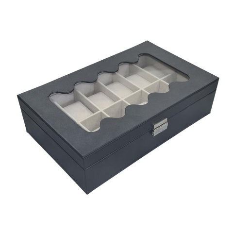 Box for watches Versa Black Polyurethane Paper Mirror MDF Wood 20 x 8,5 x 32,5 cm Box for watches Versa Black Polyurethane Paper Mirror MDF Wood 20 x 8,5 x 32,5 cm