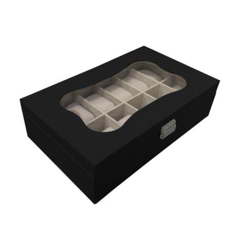 Box for watches Versa Black Polyurethane Paper Mirror MDF Wood 20 x 8,5 x 32,5 cm Box for watches Versa Black Polyurethane Paper Mirror MDF Wood 20 x 8,5 x 32,5 cm