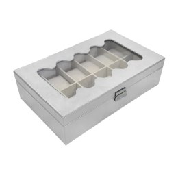 Box for watches Versa White Polyurethane Paper Mirror MDF Wood 20 x 8,5 x 32,5 cm