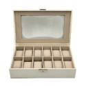 Box for watches Versa White Polyurethane Paper Mirror MDF Wood 20 x 8,5 x 32,5 cm