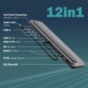 Stacja dokująca USB-C 12 portowa, max. 8K/30Hz z HDR, HDMI, DP, max. 3 monitory (MST), USB-C 3.2 Gen2, Gigabit Ethernet, SD/Micr