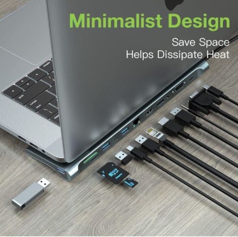 Stacja dokująca notebook USB-C na HDMI/DP/VGA/USB-A/RJ45/SD/USB-C PD Stacja dokująca notebook USB-C na HDMI/DP/VGA/USB-A/RJ45/SD/USB-C PD