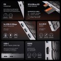 Klawiatura HMC-KB-NRD USB-C 5Gbps z wieloportowy hub 9in1, SD/microSD, 3x USB-A, HDMI 4K/60Hz, PD 100W, Audio, Nordic layout, 60