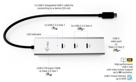HUB USB-C Charging Metal 5 port with USB-C video 8K + Power Delivery 85W HUB USB-C Charging Metal 5 port with USB-C video 8K + Power Delivery 85W