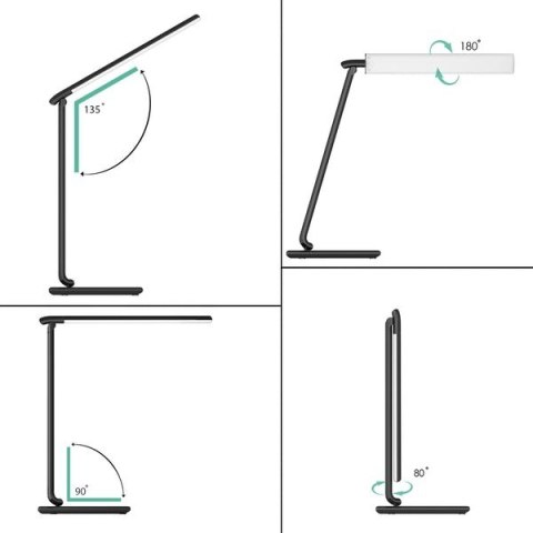 LT-T10 Black lampa biurkowa LED dotykowa | 12W | 3000-6500K | 7 poziomów ściemniania | 5 trybów świecenia LT-T10 Black lampa biurkowa LED dotykowa | 12W | 3000-6500K | 7 poziomów ściemniania | 5 trybów świecenia