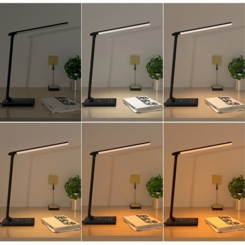 LT-T10 Black lampa biurkowa LED dotykowa | 12W | 3000-6500K | 7 poziomów ściemniania | 5 trybów świecenia LT-T10 Black lampa biurkowa LED dotykowa | 12W | 3000-6500K | 7 poziomów ściemniania | 5 trybów świecenia