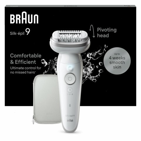 Depilator Braun Silk-épil 9 9-011, srebrny, biały, 40 pęsety, MicroGrip, 0,5 mm, bateria, wbudowana bateria Depilator Braun Silk-épil 9 9-011, srebrny, biały, 40 pęsety, MicroGrip, 0,5 mm, bateria, wbudowana bateria