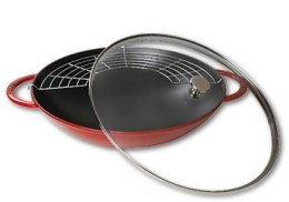 Wok żeliwny z pokrywką Staub - Czerwony, 37 cm