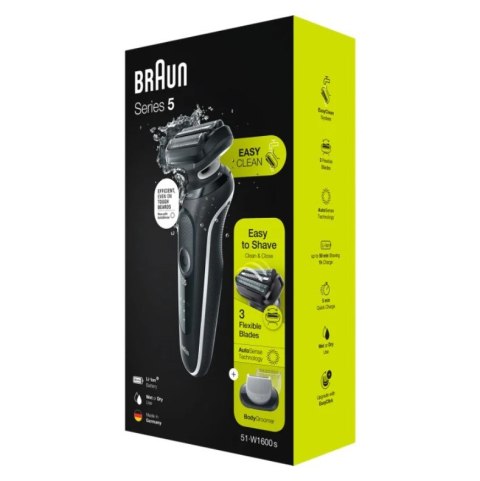 Braun Series 5 51-W1600s Golarka foliowa Czarny, Biały Braun Series 5 51-W1600s Golarka foliowa Czarny, Biały