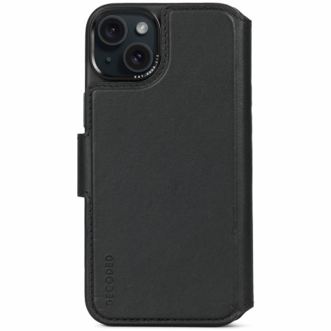Etui z portfelem do Apple iPhone 15 Plus, 6.7", czarne, 3 kieszenie na karty