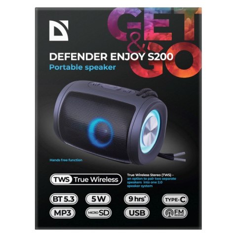 DEFENDER GŁOŚNIK ENJOY S200 5W LIGHT/BT/FM/USB/TF 65200 DEFENDER GŁOŚNIK ENJOY S200 5W LIGHT/BT/FM/USB/TF 65200