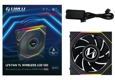 Wentylator Lian Li UNI FAN TL Wireless LCD Lüfter ARGB PWM Reverse Blade 120mm czarny Wentylator Lian Li UNI FAN TL Wireless LCD Lüfter ARGB PWM Reverse Blade 120mm czarny
