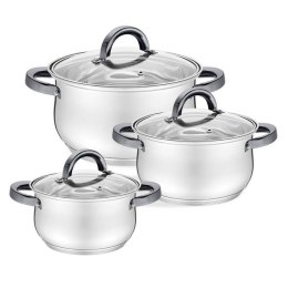 Komplet garnków z czarnymi uchwytami 6 elementów MR-3522-6M-BLACK