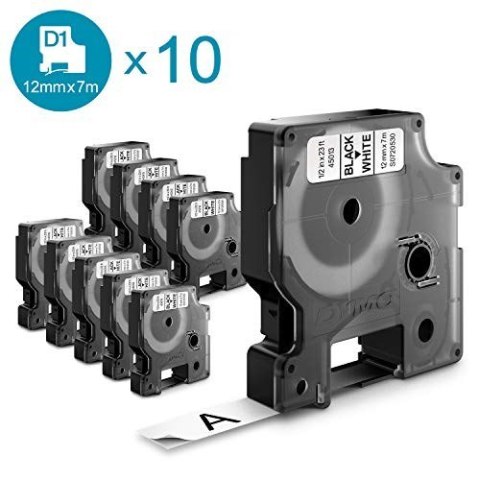 Taśma D1 12x7mm czarna na białym, pakiet Advantage 10 szt. Taśma D1 12x7mm czarna na białym, pakiet Advantage 10 szt.