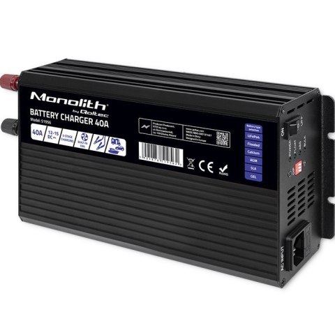 Inteligentna profesjonalna ładowarka Monolith do akumulatorów LiFePO4 AGM GEL SLA 40A 12V Inteligentna profesjonalna ładowarka Monolith do akumulatorów LiFePO4 AGM GEL SLA 40A 12V