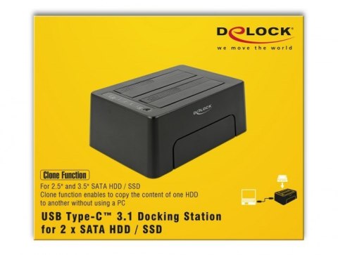 Delock USB Type-C 3.1 Stacja dokująca na 2 x SATA HDD / SSD Delock USB Type-C 3.1 Stacja dokująca na 2 x SATA HDD / SSD