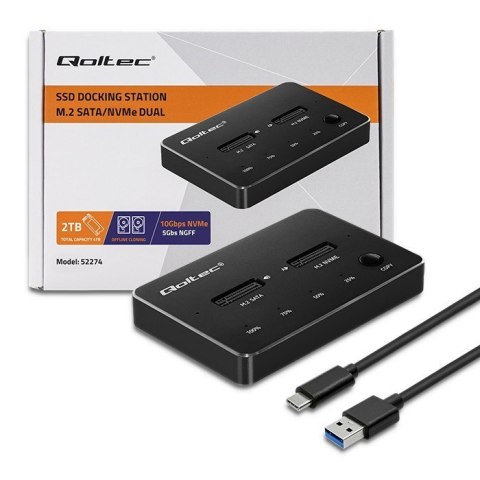 Stacja dokująca dysków SSD M.2 NVMe SATA USB-C DUAL 2 x 2TB Stacja dokująca dysków SSD M.2 NVMe SATA USB-C DUAL 2 x 2TB