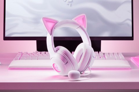 Zestaw słuchawkowy Razer Kraken Kitty V2 przewodowe nauszne z mikrofonem i redukcją szumów biały Zestaw słuchawkowy Razer Kraken Kitty V2 przewodowe nauszne z mikrofonem i redukcją szumów biały