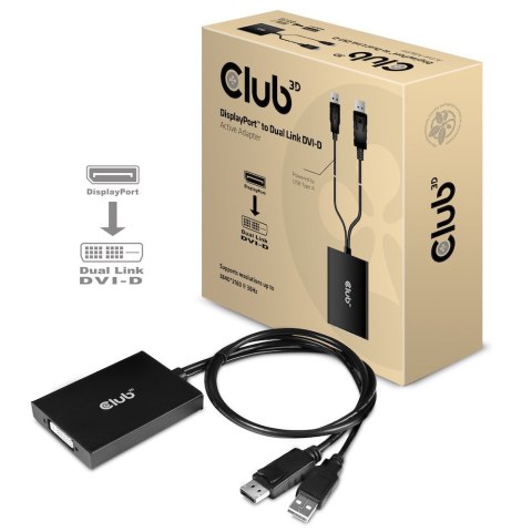 CLUB3D cac-1010 Displayport/usb DVI-I Daul link Czarny, Biały CLUB3D cac-1010 Displayport/usb DVI-I Daul link Czarny, Biały