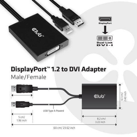 CLUB3D cac-1010 Displayport/usb DVI-I Daul link Czarny, Biały CLUB3D cac-1010 Displayport/usb DVI-I Daul link Czarny, Biały