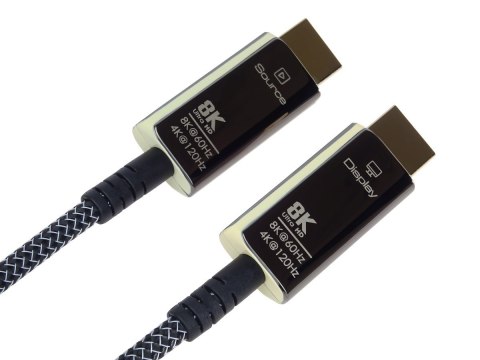 Kabel HDMI PremiumCord Ultra High Speed 2.1 światłowodowy 8K@60Hz, pozłacany 10m Kabel HDMI PremiumCord Ultra High Speed 2.1 światłowodowy 8K@60Hz, pozłacany 10m