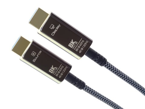 Kabel HDMI PremiumCord Ultra High Speed 2.1 światłowodowy 8K@60Hz, pozłacany 10m Kabel HDMI PremiumCord Ultra High Speed 2.1 światłowodowy 8K@60Hz, pozłacany 10m